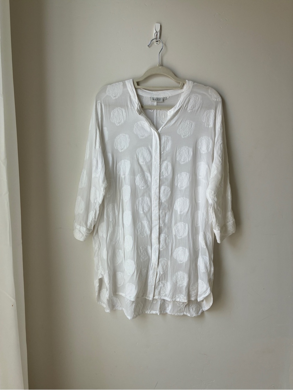White rose burnout Button-Down - Women’s Relaxed Shirt